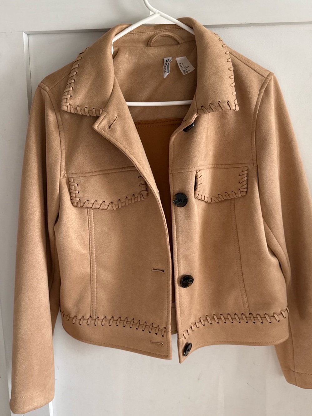 H&M Camel-Stitched Suede Look Jacket